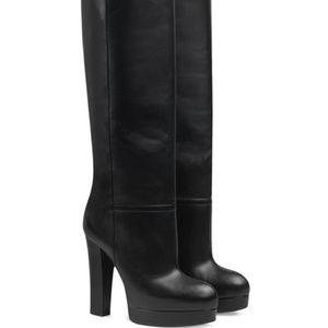Gucci Black Platform Knee Boots